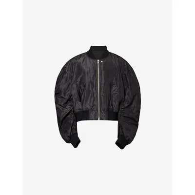 Rick Owens Mens Black Secchia Flight Silk Bomber Jacket