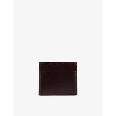 Rick Owens Mens Mahogany Square Slip-pocket Leather Card Holder