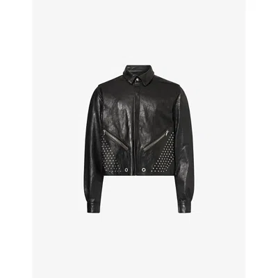 Rick Owens Mens Black Tour Alice Studded Leather Jacket