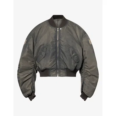 Rick Owens Mens Secchia Flight Nylon Bomber Jacket Drkdust In Gray