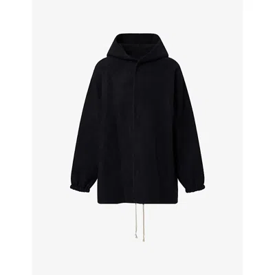 Rick Owens Mens Tour Hooded Cashmere Jacket Black
