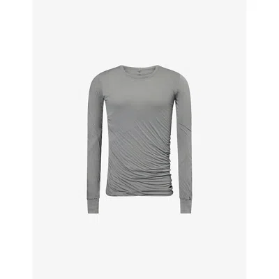 Rick Owens Mens Washed Indigo Double Long-sleeve Cotton-jersey Top Xs In Gray