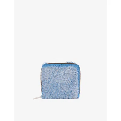 Rick Owens Mens Zipped Leather Hair Wallet Nublu Melang In Nublu Melange