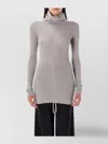 Rick Owens Merino Knit Turtleneck Long Sleeve Top In Gray