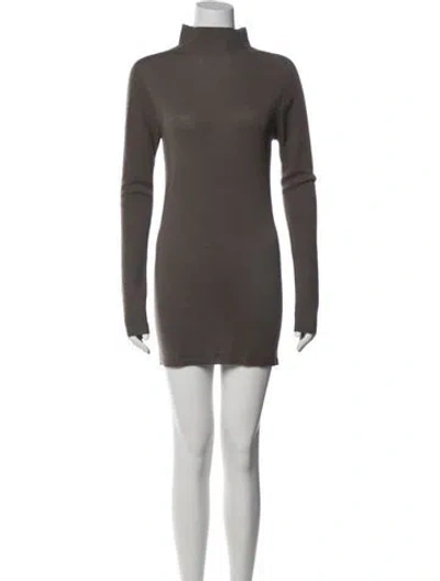Pre-owned Rick Owens Merino Wool Mini Dress In Neutrals