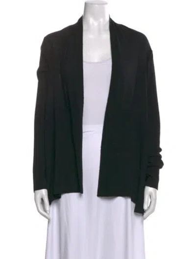 Pre-owned Rick Owens Merino Wool Open Front Sweater In Black