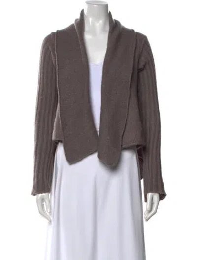 Pre-owned Rick Owens Merino Wool Open Front Sweater In Gray