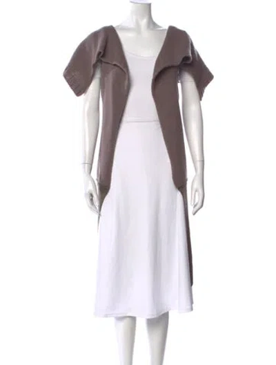 Pre-owned Rick Owens Merino Wool Open Front Sweater In White