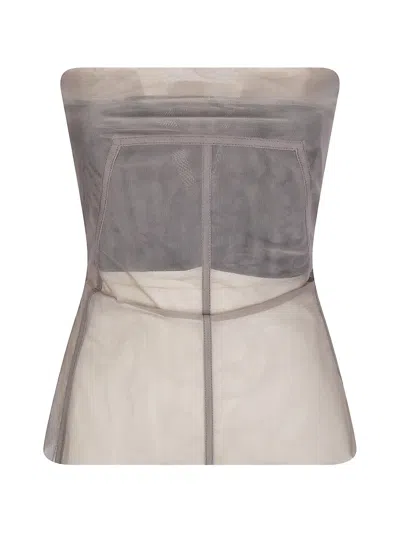 Rick Owens Mesh Strapless Bustier In Neutral