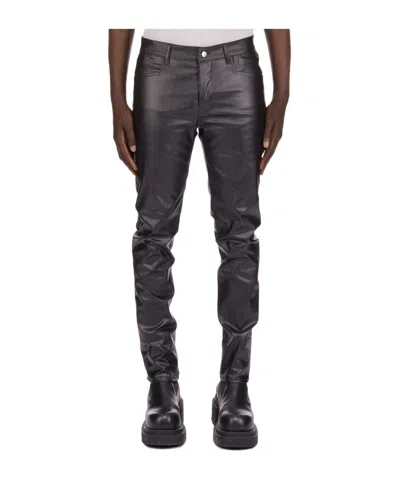 Rick Owens Metallic Coated Tapered Jeans In Black