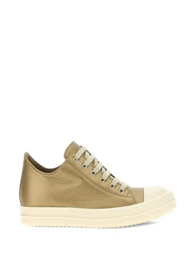 Rick Owens Metallic "gold Milk" Sneakers In Animal Print