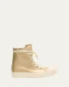 Rick Owens High-top Sneakers With Smooth Leather Upper And Chunky Sole In Gold