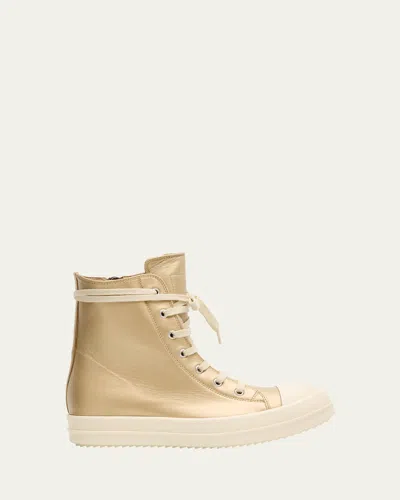 RICK OWENS METALLIC HIGH-TOP SNEAKERS