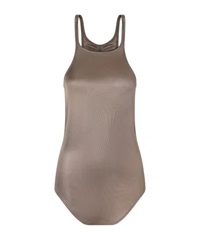 Rick Owens Metallic Jersey Tank In Brown