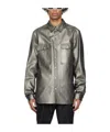 Rick Owens Metallic Leather Shirt Jacket In Black