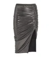 Rick Owens Metallic Ruched Midi Skirt In Metallic