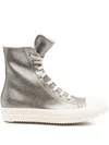 Rick Owens Metallic Zip-fastening High-top Sneakers In Gray