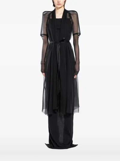 Rick Owens Metro Tie-waist Coat In Black