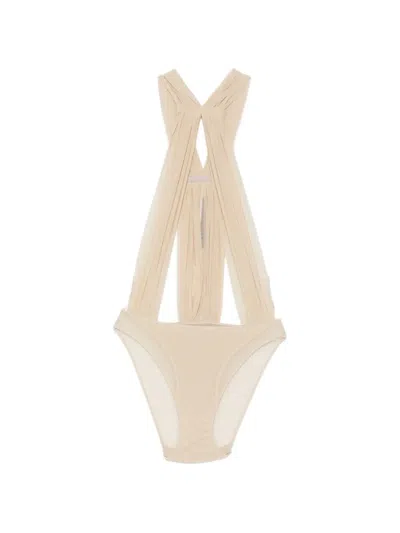 Rick Owens Miami Draped Bodysuit In Neutral
