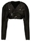 Rick Owens Micro Biker Black Lamb Leather Jacket