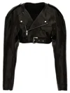 Rick Owens Micro Biker Black Lamb Leather Jacket In Black