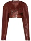 Rick Owens Belted Cropped Biker Jacket In Orange