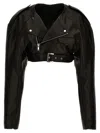 Rick Owens Micro Biker Black Lamb Leather Jacket In Black