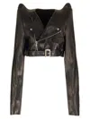 Rick Owens Micro Biker In Black Leather Jackets Black