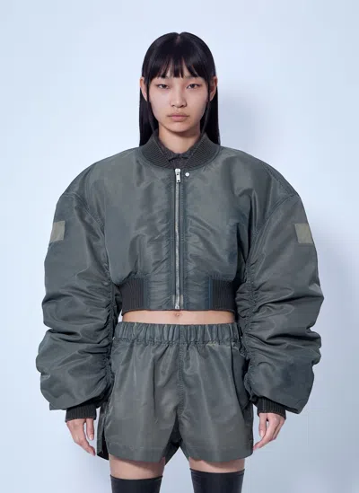 Rick Owens Micro Secchia Washed Bomber Jacket In Gray