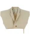 Rick Owens Sleeveless Strap Vest With Notched Lapel In Neutrals