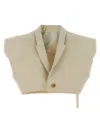 Rick Owens Sleeveless Strap Vest With Notched Lapel In Neutral