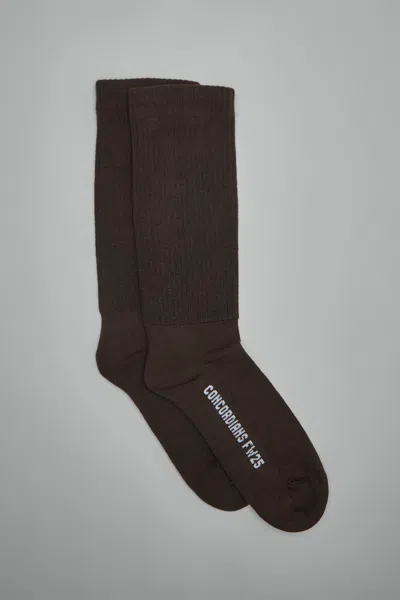 Rick Owens Mid Calf Socks In Brown