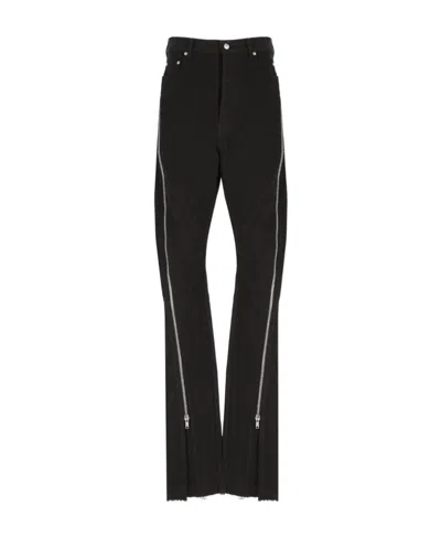 Rick Owens Mid-rise Zip-up Extra-length Jeans In Black