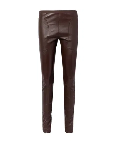 Rick Owens Mid-waist Leggings In Burgundy