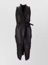 Rick Owens Midi Coat With Belt And Faux Fur In Brown