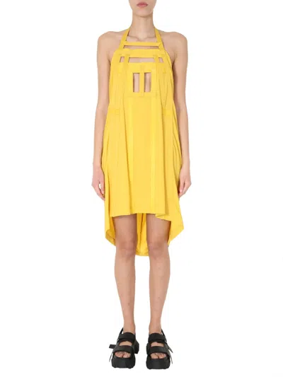 Rick Owens Geometric Cut-out Midi Dress In Yellow