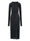 Rick Owens Sheer Long Sleeve Knee Length Dress In Black