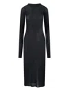 Rick Owens Sheer Long Sleeve Knee Length Dress In Black