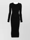 Rick Owens Midi Dress With Long Sleeves And Crew Neck In Black