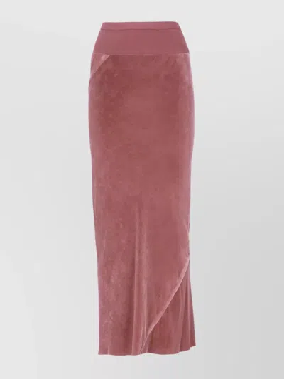 RICK OWENS MIDI LENGTH DRAPED VELVET SKIRT