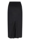 Rick Owens Asymmetric Elastic Waistband Midi Skirt In Black