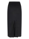 Rick Owens Asymmetric Elastic Waistband Midi Skirt In Black