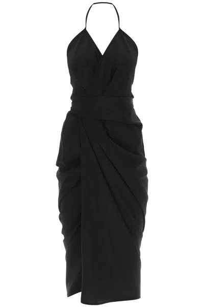 Rick Owens Midi Wrap Dress In Black