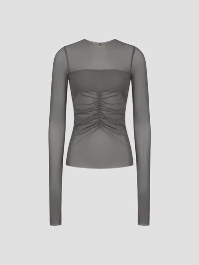 Rick Owens Mini Asymmetrical Shirt In Dust