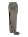 Rick Owens Edfu Asymmetric Ruched Cotton-jersey Maxi Skirt In Green