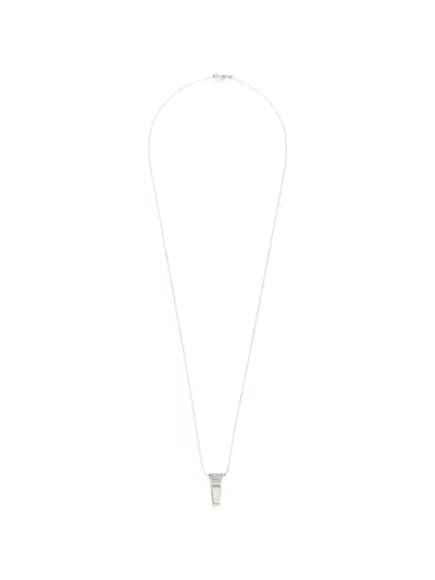 Rick Owens Mini Crystal Trunk Necklace In Silver