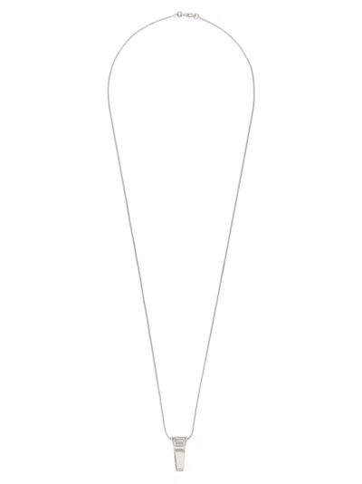 Rick Owens Mini Crystal Trunk Necklace In Silver