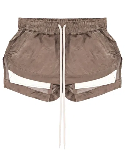 Rick Owens Mini Cupro Boxer Shorts For Women In Brown