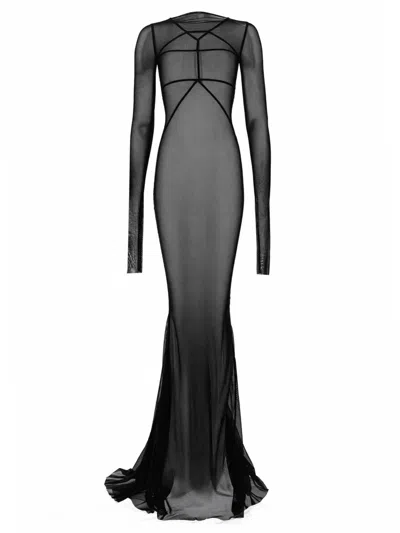 Rick Owens Mini Dress With Elegant Stretch Fabric In Black