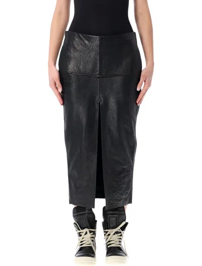 Rick Owens Mini Leather Skirt For Spring/summer 2026 In Black